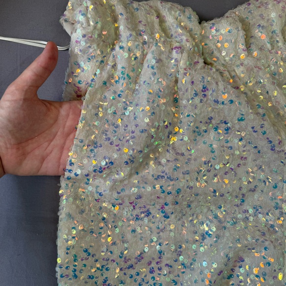 Cloud Ten romper women large cowl neck open back sequin halter one piece white - Picture 5 of 13